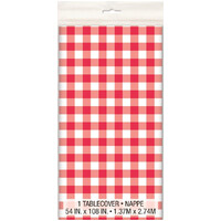 Red Gingham Rectangle Plastic Tablecover (137x274cm)