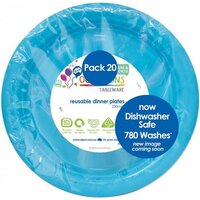 Reusable Azure Blue Plastic Dinner Plates (230 mm) - Pk 20