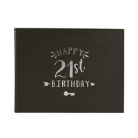 Black/Silver Happy 21st Birthday Guest Book