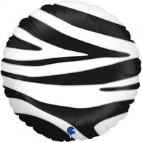 18" Zebra Striped Round Foil Balloon