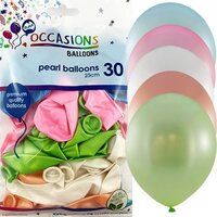 25cm Assorted Pearlescent Latex Balloons - Pk 30