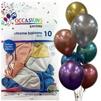 30cm Assorted Chrome Balloons - Pk 10