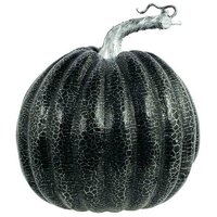 Plastic Black/Silver Glitter Crackle Pumpkin