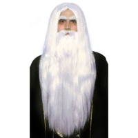 Long White Wizard Wig & Beard