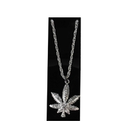 Silver Metal Hemp Leaf Chain Necklace