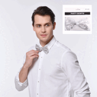 White Sequin Adjustable Bowtie
