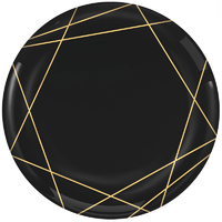 Premium Plastic Black/Gold Geo Print Plates (19cm) - Pk 20
