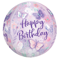 Orbz Foil Happy Birthday Pastel Butterflies (40cm)