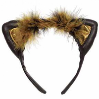 Black/Gold Leatherette Cat Ears Headband