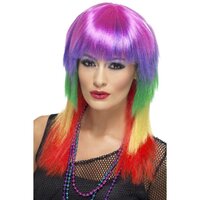 Multi-Coloured Rainbow Rocker Wig