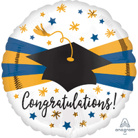 Round Foil HX White/Blue/Gold Graduation (43cm)