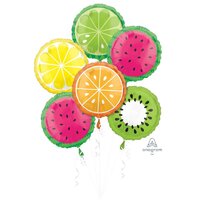 Tropical Fruit Foil Balloon Bouquet - Pk 6