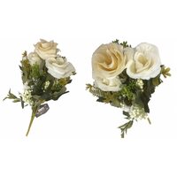 Artificial White Rose Bunch (32cm)