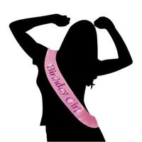 Hot Pink Birthday Girl LED Flashing Sash