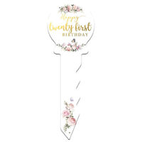21st Birthday Floral White Key Keepsake (36x12cm)