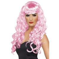Long Curly Pink Siren Wig