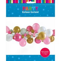 Pink/White/Gold Balloon Garland Kit - Pk 40