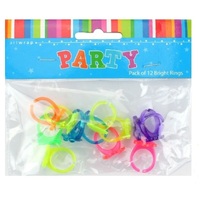 Neon Plastic Rings - Pk 12