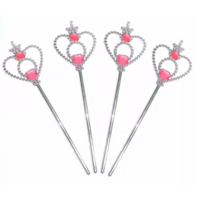 Silver/Pink Plastic Princess Wands - Pk 4