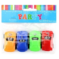 Pull-Back Plastic Toy Cars - Pk 4