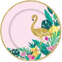 Tropical Pink/Gold Paper Plates (23cm) - Pk 8