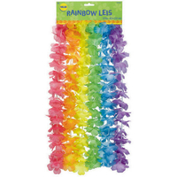 Assorted Rainbow Flower Leis - Pk 6