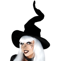 Adults Black Velvet Crooked Witch Hat