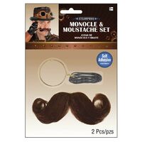Steampunk Monocle & Moustache Set