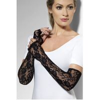 Adults Long Black Fingerless Gloves