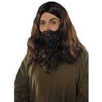 Wavy Brown Wig & Beard