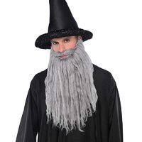 Long Grey Plush Fake Beard & Moustache