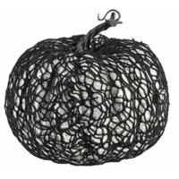 Black Web Covered Silver Glitter Pumpkin Prop