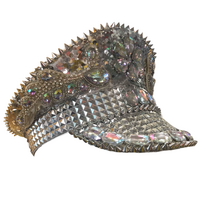 Burning Man Silver & White Bedazzled Festival Hat