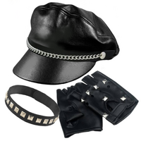 Black PU Leather Biker Accessory Kit