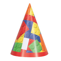 Building Blocks Party Hats - Pk 8
