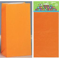 Pumpkin Orange Paper Treat Bags - Pk 12