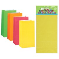 Assorted Neon Paper Treat Bags - Pk 10