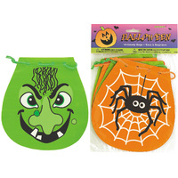 Halloween Plastic Drawstring Treat Bags - Pk 10