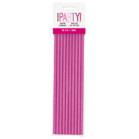 Glitz Pink Paper Drinking Straws - Pk 10