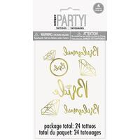 Bride-To-Be Foil Gold Temp Tattoos - Pk 24