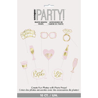 Bride-To-Be Pink & Gold Selfie Props - Pk 10