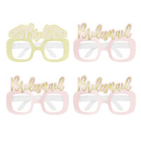 Bride & Bridesmaids Pink & Gold Party Glasses - Pk 4