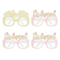Bride & Bridesmaids Pink & Gold Party Glasses - Pk 4