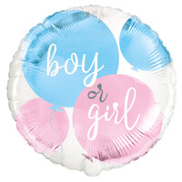 Boy or Girl Gender Reveal Round Foil Balloon (45cm)
