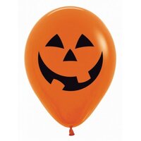 Orange Halloween Pumpkin Face Sempertex Balloons (30cm) - Pk 50