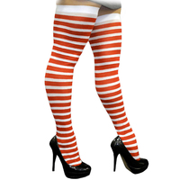Adults Red & White Striped Thigh High Socks