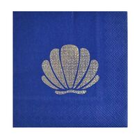 Holo Silver Shell on Navy Blue Paper Napkins (33cm) - Pk 20