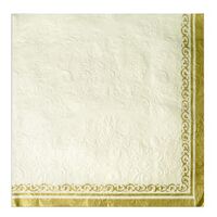 Gold & White Embossed Paper Napkins (33cm) - Pk 20