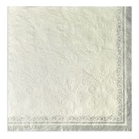 Silver & White Embossed Paper Napkins (33cm) - Pk 20