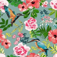 Hummingbird Floral Pink/Blue/Green Paper Napkins (33cm) - Pk 20